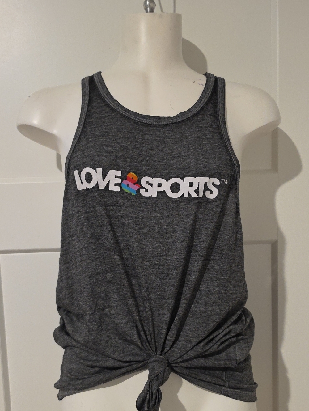 Love & Sports Women's Charcoal Gray Knotted Tank Top